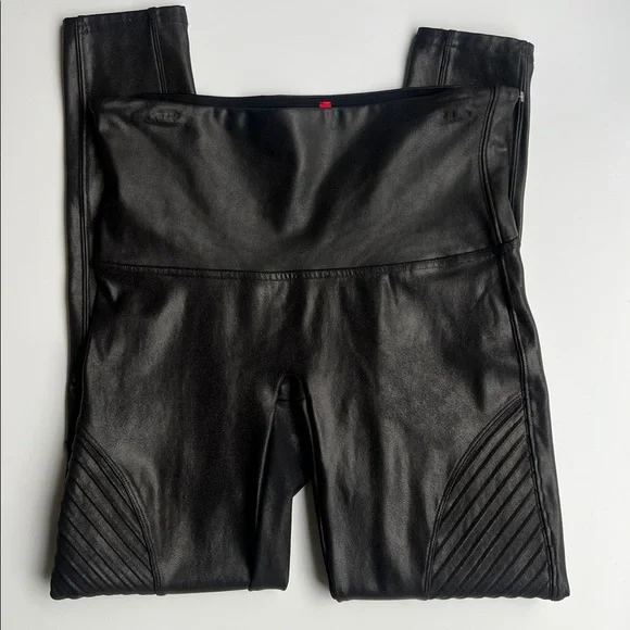 Spanx Faux Leather Moto Leggings in Black Size XL - Picture 8 of 17